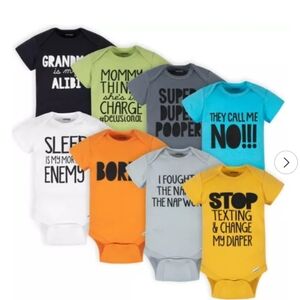 Onesie Brand Baby Boys -Funny Colorful Graphic Print Kids Bodysuit Set- 8 Pack